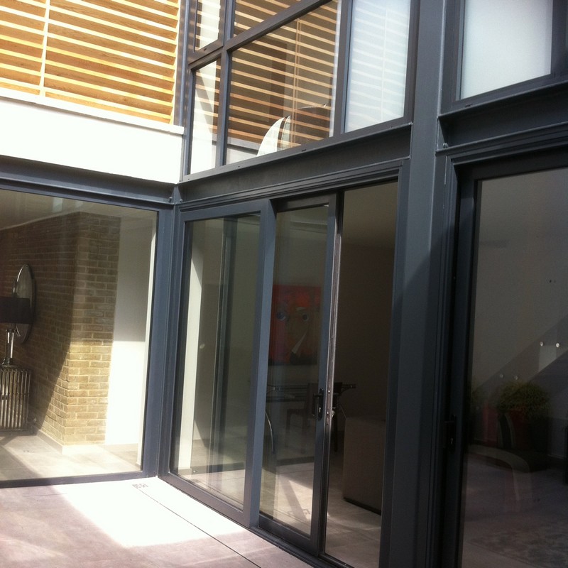 Anthracite aluminium sliding patio doors fitted in Bletchley